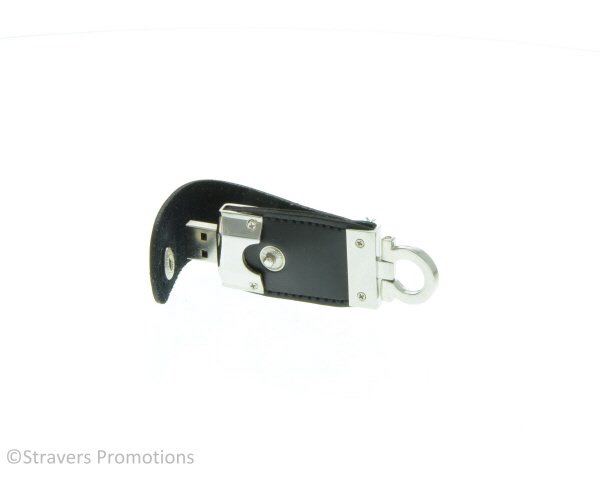 Luxe leren USB stick sleutelhanger, 360 graden